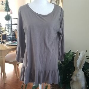 dylan Taupe Ruffle Hem Tunic